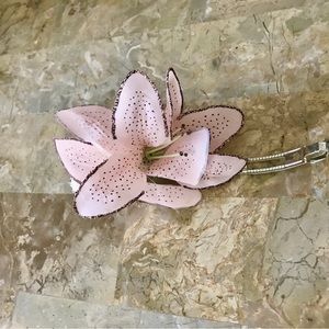 Vintage Pink Orchids Hair‎ Clip Barrette Pink/Green